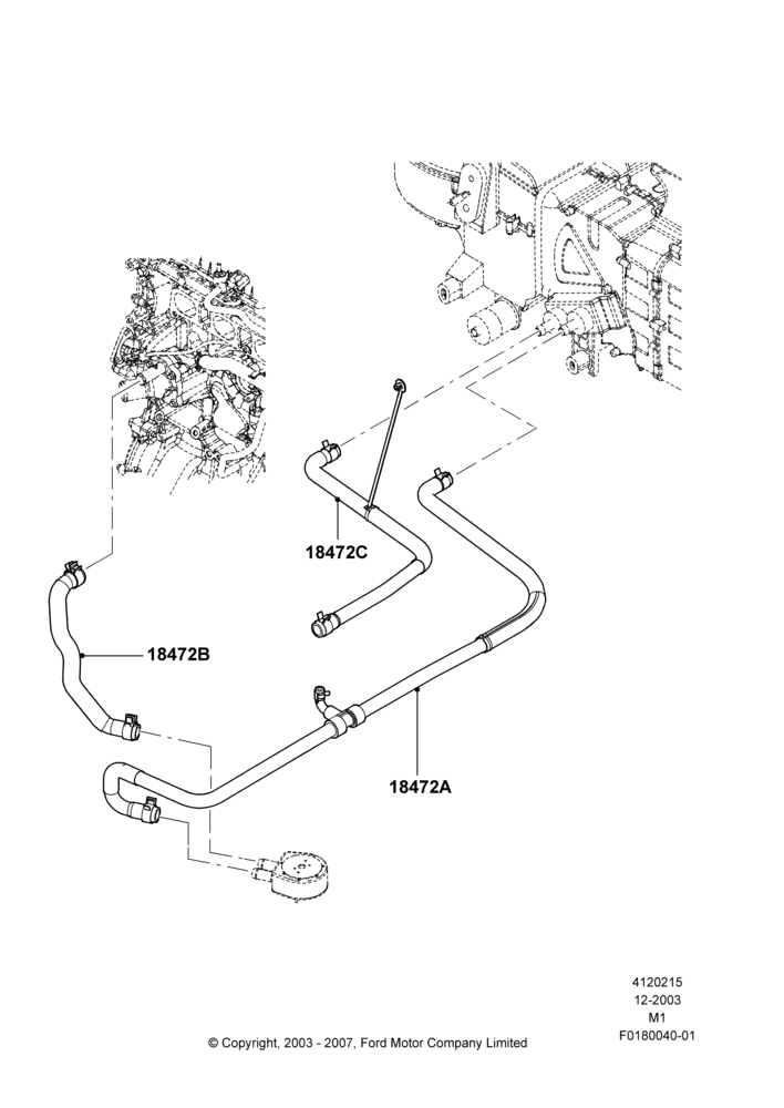 15G - Heater Hoses, 2.3L Duratec-HE (145PS) - MI4; 22/DEC/2003-01/MAY/2006