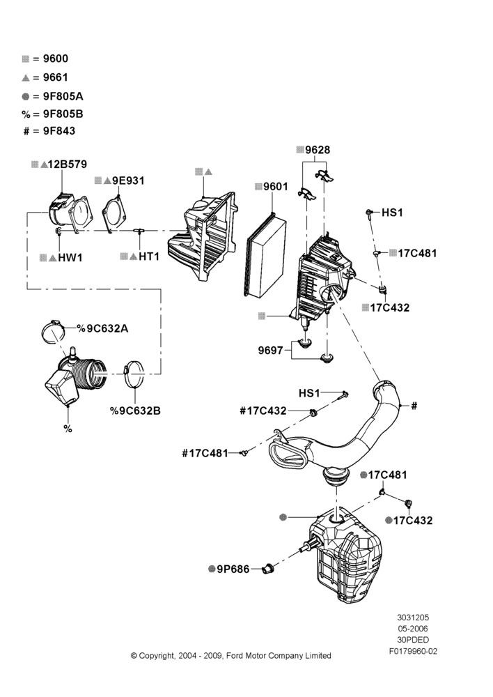 05D - Air Cleaner, 3.0 V6 24V DOHC EFI Modular; 24/JUL/2004-01/MAY/2006