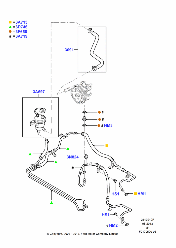 10F - Supply & Return Hoses - Power Strg, 3.0 V6 24V DOHC EFI Modular, All LHD Territories; 22/DEC/2003-01/MAY/2006