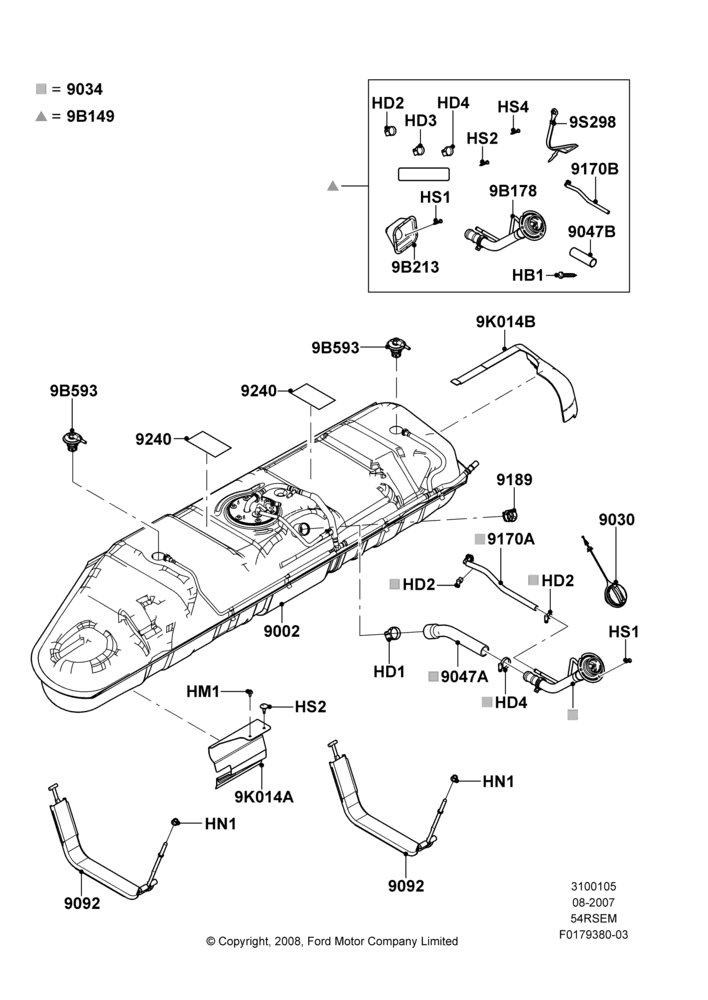 05G - Fuel Tank, 5.4L Modular SOHC V8, Cutaway, FFV-(Ethanol) Fuel, With Mid-Ship Fuel Tank; 18/AUG/2008-26/JUL/2010