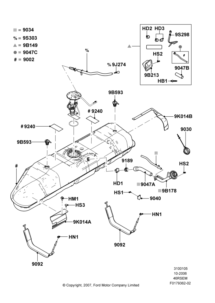 05AC - Fuel Tank, Cutaway, Ford 250 Series, Romeo 4.6 SOHC EFI, With Mid-Ship Fuel Tank; 16/OCT/2006-18/AUG/2008