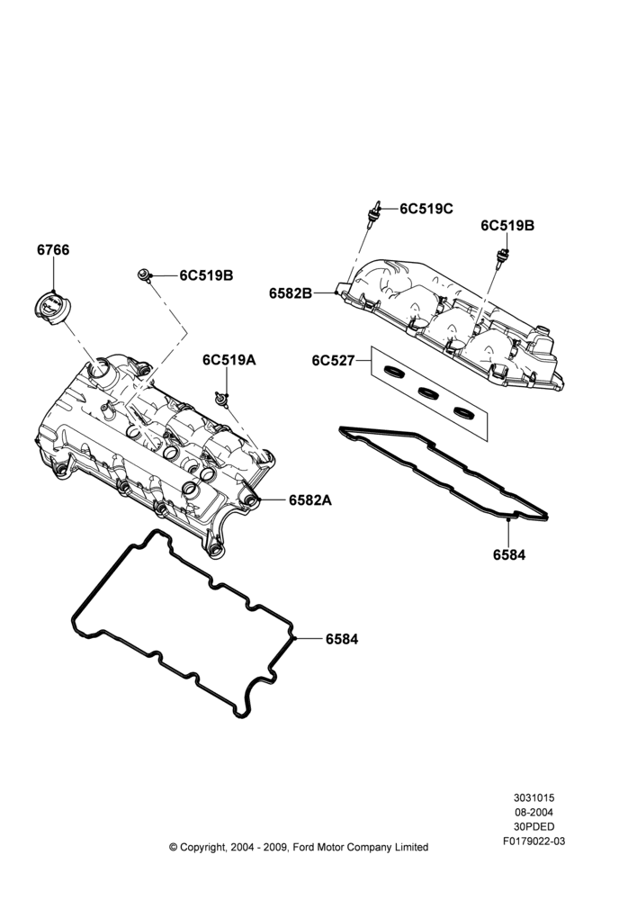 15D - Cylinder Head Cover, 3.0 V6 24V DOHC EFI Modular; 16/AUG/2004-01/MAY/2006