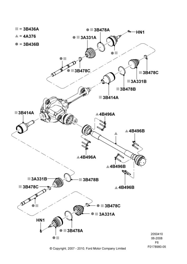 10B - Drive Shaft - Front Axle Drive, 4WD; 18/AUG/2008-06/JUL/2009