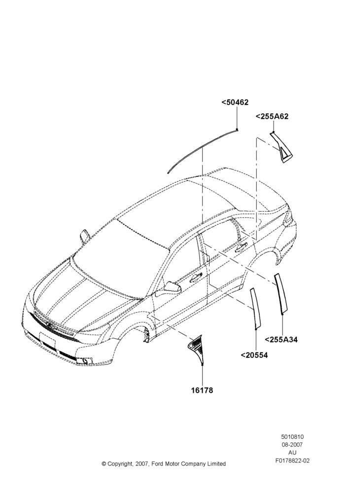 10H - Body Mouldings, 4 Door Sedan; 27/AUG/2007-07/DEC/2010