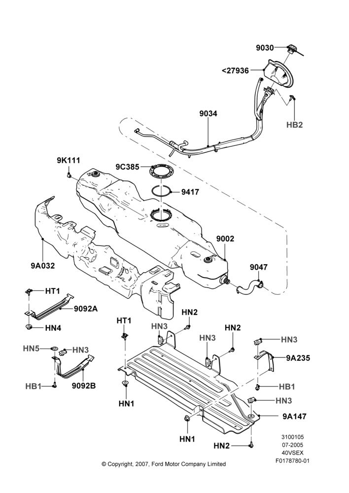 05AB - Fuel Tank, 4.0L V6 12V SOHC EFI; 19/JUL/2005-28/NOV/2007