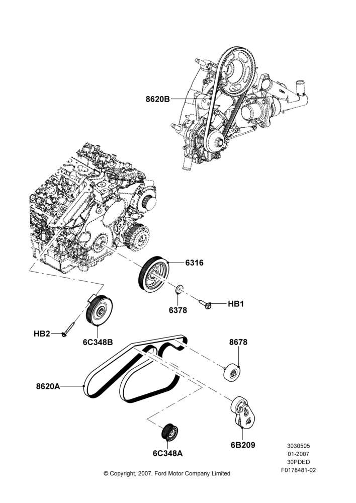 Pulleys and Drive Belts, 3.0 V6 24V DOHC EFI Modular