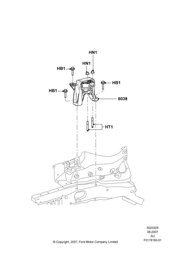 05E - Engine Mounting, 2.0L Duratec HE (137PS); 27/AUG/2007-07/DEC/2010