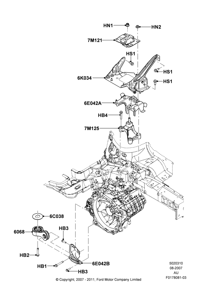10F - Transmission Mounting, 5-Speed Manual Trans - MTX75; 27/AUG/2007-07/DEC/2010