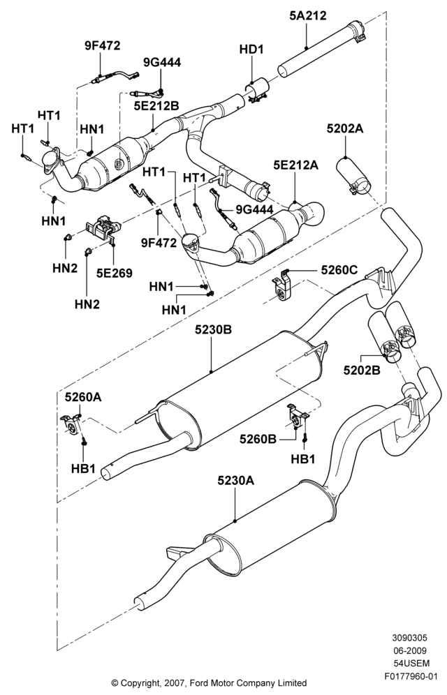 Exhaust System, 5.4L 3V V8