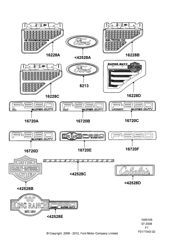 05H - Name Plates, Ford 350 Series; 16/SEP/2008-12/FEB/2010