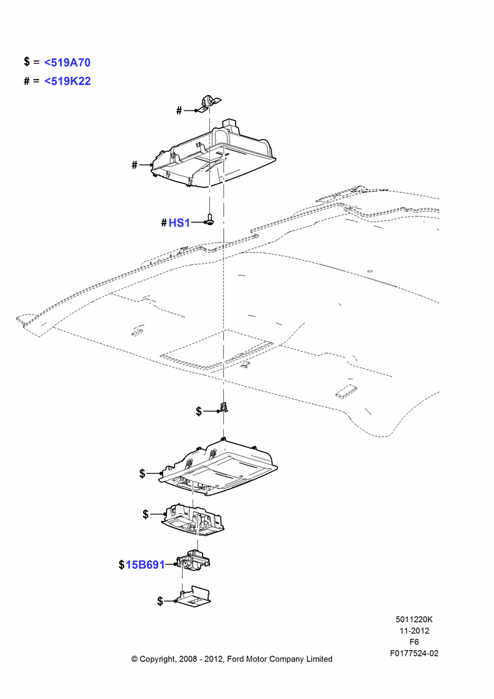 20K - Console - Overhead, With Overhead Console Less Rail; 18/AUG/2008-23/DEC/2014