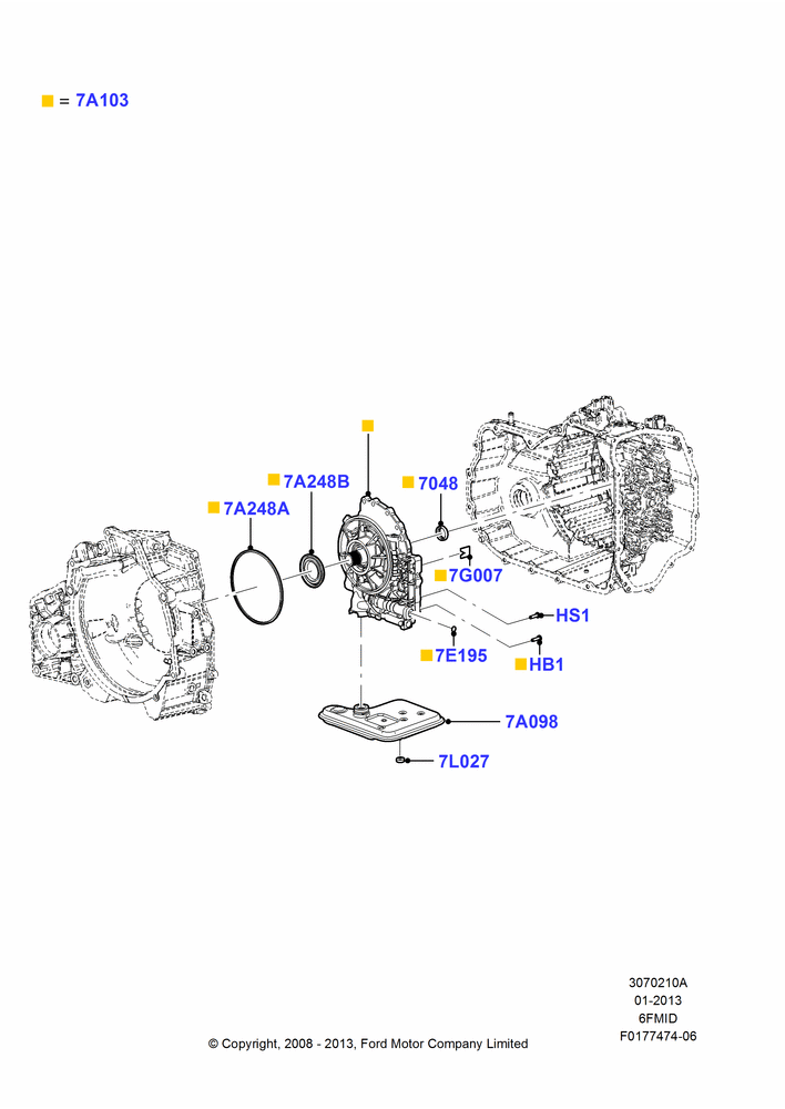 10A - Transmission Pump Assy, 6 Speed Auto Trans 6F Mid-Range; 23/JUN/2008-29/APR/2012