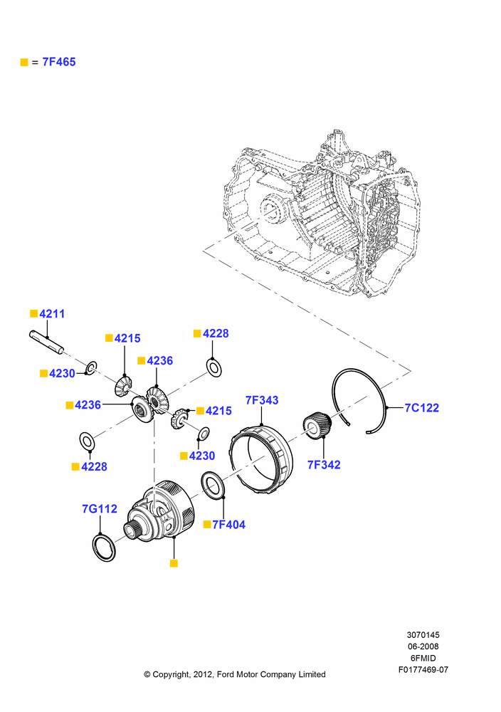 45A - Automatic Transaxle Diff.Component, 6 Speed Auto Trans 6F Mid-Range; 23/JUN/2008-29/APR/2012