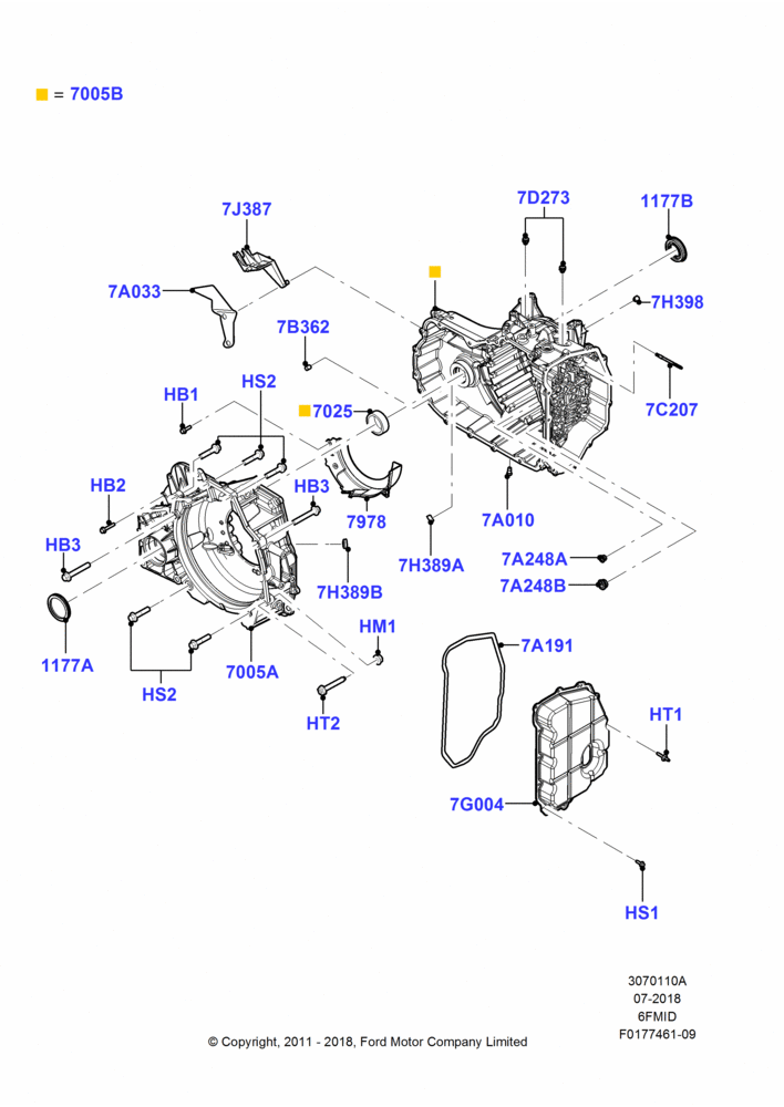 10A - Transmission External Components, 6 Speed Auto Trans 6F Mid-Range; 23/JUN/2008-29/APR/2012