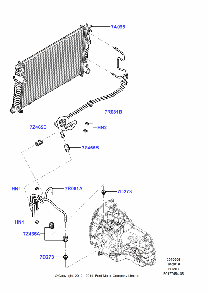 05A - Transmission Cooling Systems, 6 Speed Auto Trans 6F Mid-Range, Without Accessory Flat Tow Cooling; 04/FEB/2009-29/JUL/2012