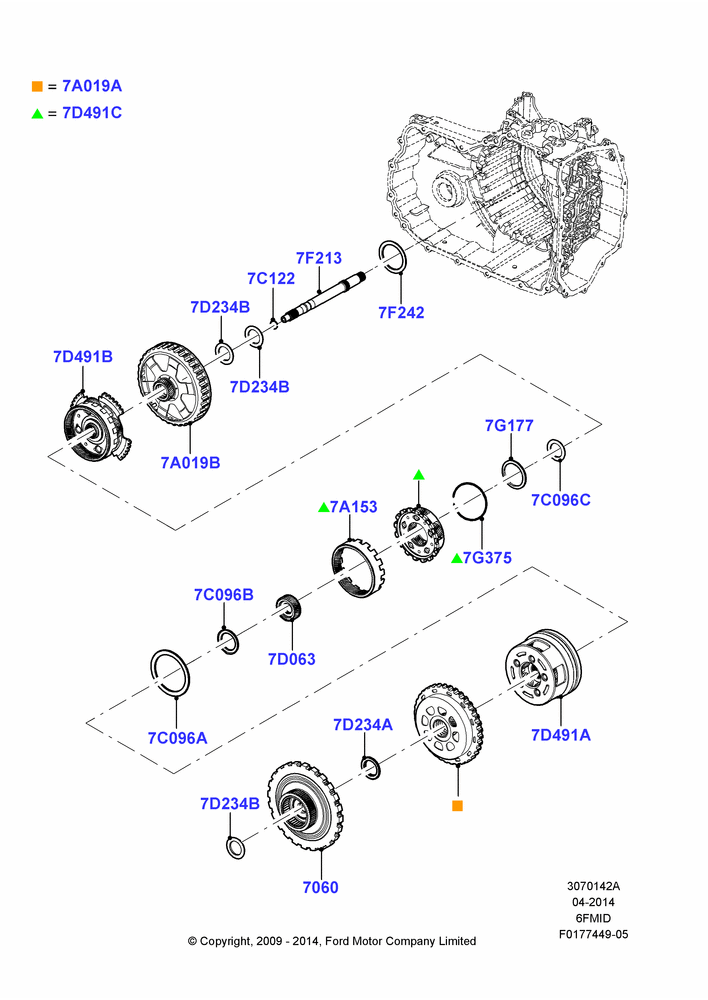 42A - Planetary Gear Sets, 6 Speed Auto Trans 6F Mid-Range; 04/FEB/2009-29/JUL/2012