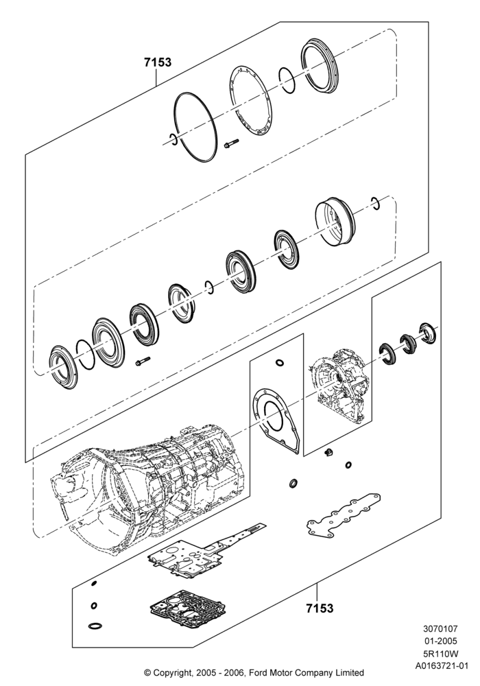 07B - Automatic Transmission Gasket Kits, 5 Speed Auto 5R110W - HI/Torque, 5R110W 5 Speed Auto Trans NAAO; 03/JAN/2005