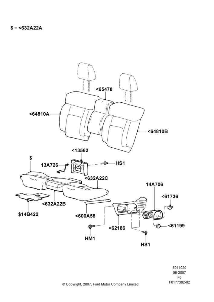 20L - Front Seat Pads/Valances & Heating, Crew Cab, With Split Bench Front Seat; 13/AUG/2007-18/AUG/2008