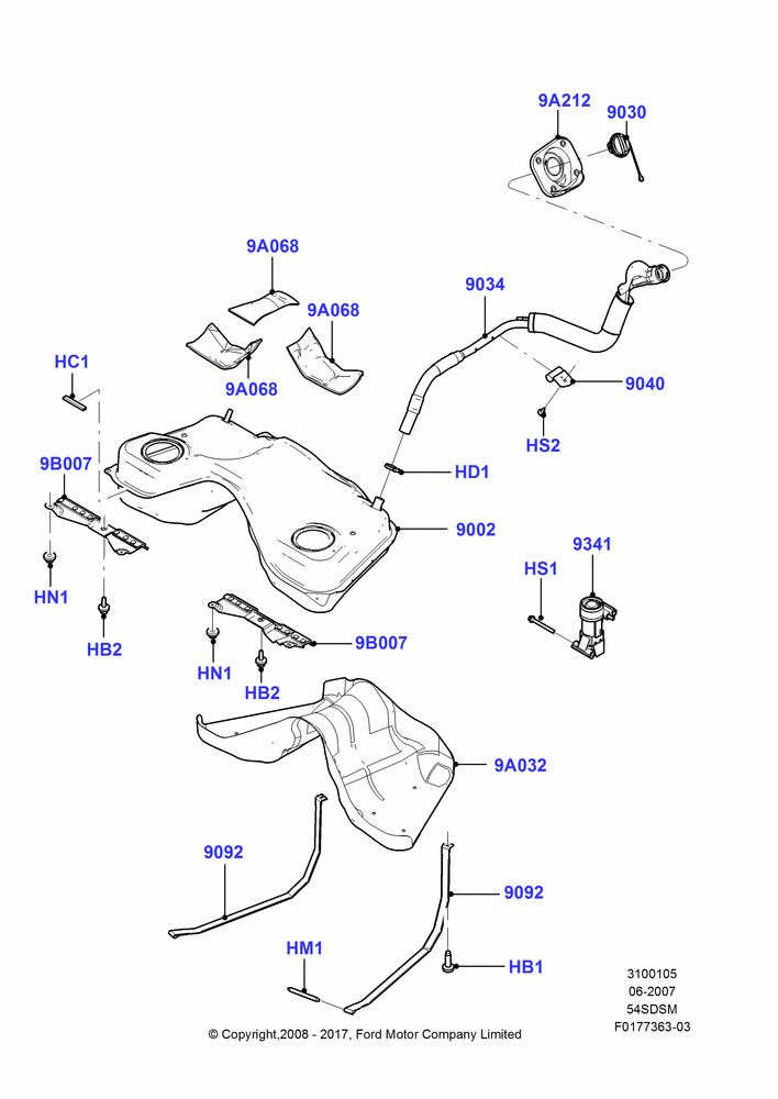 05C - Fuel Tank, 5.4L 4V DOHC EFI S/C ALUM V8 G; 26/JUN/2007-26/FEB/2009