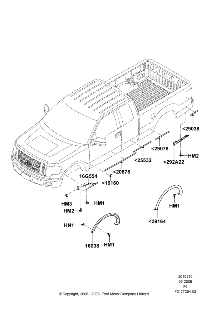 10N - Body Mouldings, (-) SVT, Ford 150 Series, Lower; 18/AUG/2008-23/DEC/2014