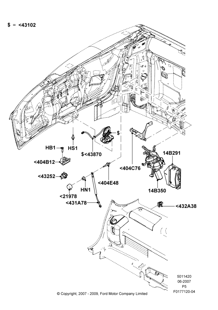 20B - Luggage Compt/Tailgte Lock Controls, With Power Liftgate; 18/JUN/2007-15/JUN/2009