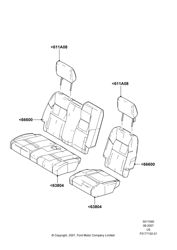 40S - Rear Seat Covers, Sec Row 60/40 (3 P)-Easy Entry; 25/JUN/2007-16/DEC/2010