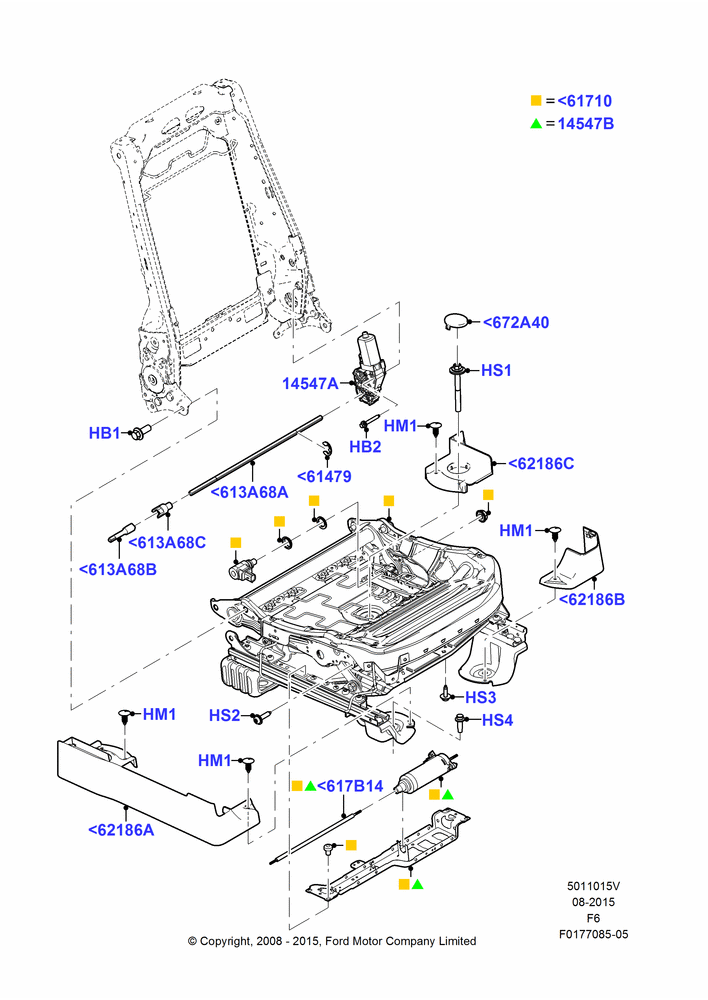 15V - Front Seat Base, With Pass 10 Way Power Seat Adjust, Passenger Seat; 18/AUG/2008-23/DEC/2014