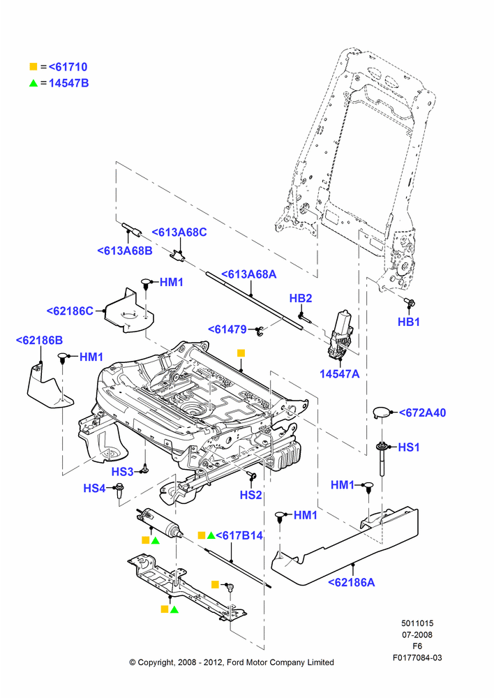 15U - Front Seat Base, With Driver 10 Way Pwr Seat Adjust, Driver Seat; 18/AUG/2008-23/DEC/2014