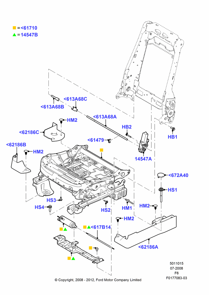 15T - Front Seat Base, With Driver 6 Way Pwr.Seat Adjuster, Driver Seat; 18/AUG/2008-23/DEC/2014