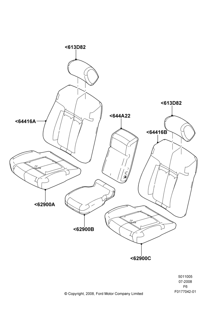 05AP - Front Seat Covers, Crew Cab, With 40/20/40 Split Bench Frnt Seat, With Sport 40/20/40 Front Seat; 18/AUG/2008-03/NOV/2010