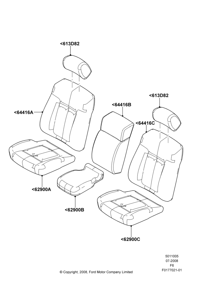 05AH - Front Seat Covers, Regular Cab, With Split Bench Front Seat; 18/AUG/2008-03/NOV/2010
