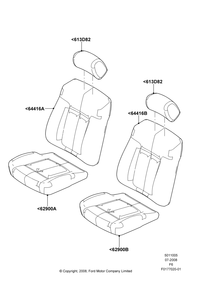 05AG - Front Seat Covers, Bucket Type Front Seat, Crew Cab; 18/AUG/2008-03/NOV/2010
