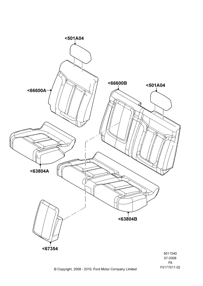 40M - Rear Seat Covers, Crew Cab, With 2nd Row Folding Armrests; 18/AUG/2008-03/NOV/2010