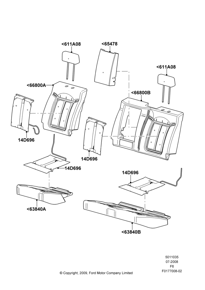 35F - Rear Seat Pads/Valances & Heating, Crew Cab, With 2nd Row Folding Armrests; 18/AUG/2008-03/NOV/2010