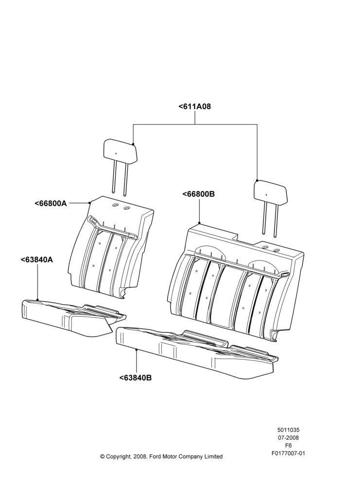 35E - Rear Seat Pads/Valances & Heating, Crew Cab, Less 2nd Row Folding Armrests; 18/AUG/2008-03/NOV/2010