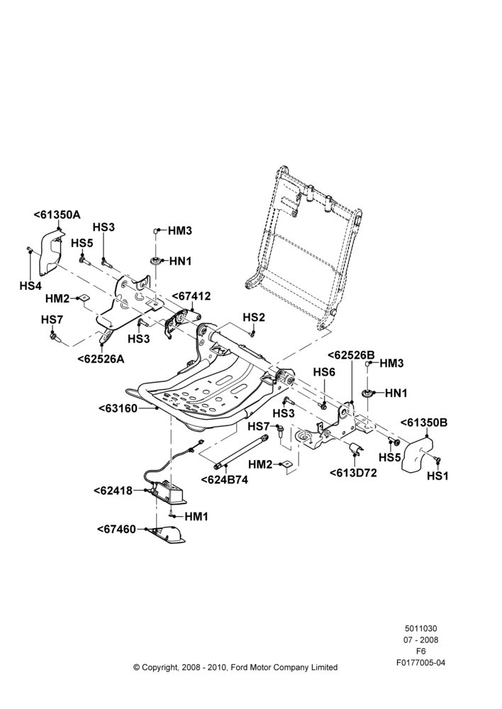 30D - Rear Seat Base, Crew Cab, 40% Seat, RH; 18/AUG/2008-23/DEC/2014