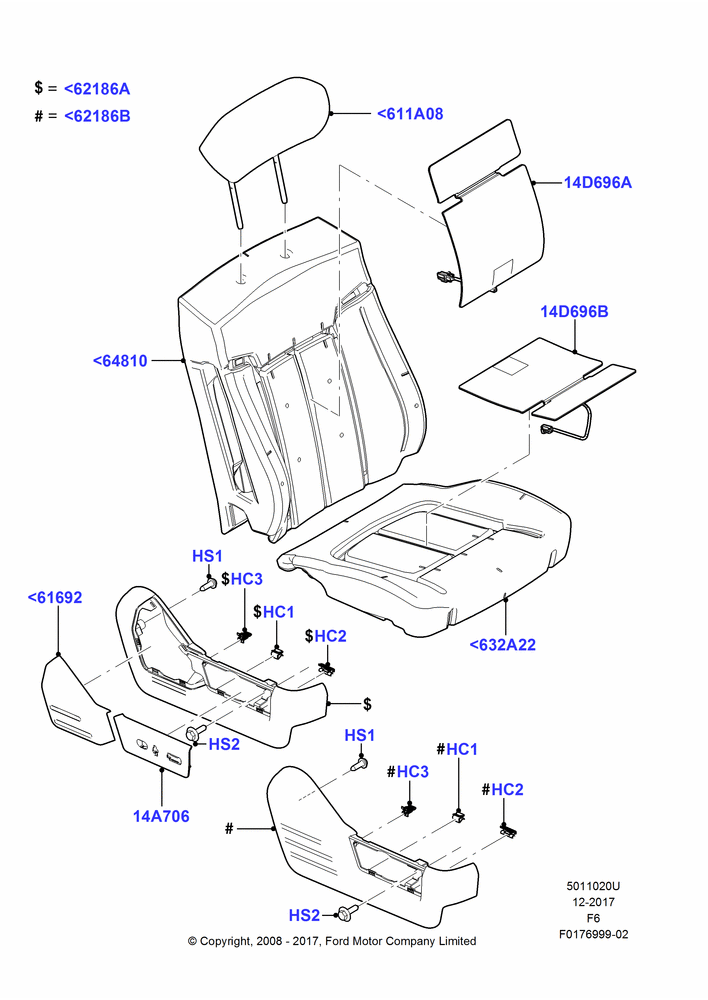 20V - Front Seat Pads/Valances & Heating, With Heated Passenger Seat, With Pass 10 Way Power Seat Adjust, Passenger Seat; 18/AUG/2008-23/DEC/2014