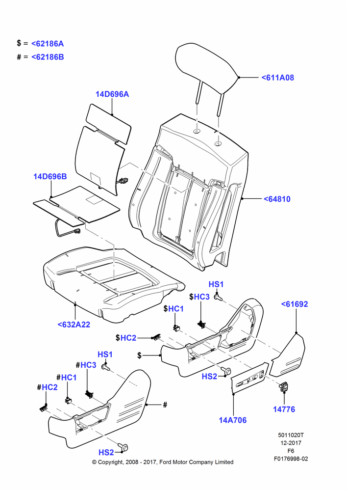20T - Front Seat Pads/Valances & Heating, With Driver 10 Way Pwr Seat Adjust, With Drivers Heated Seat, Driver Seat; 18/AUG/2008-23/DEC/2014