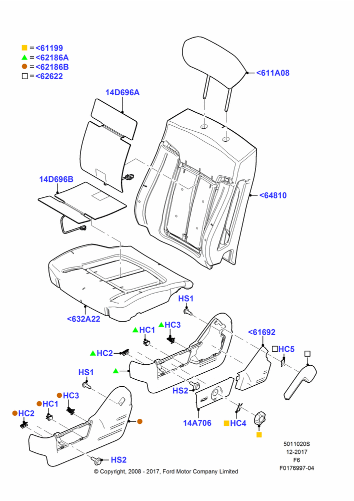 20S - Front Seat Pads/Valances & Heating, With Driver 6 Way Pwr.Seat Adjuster, Driver Seat; 18/AUG/2008-23/DEC/2014