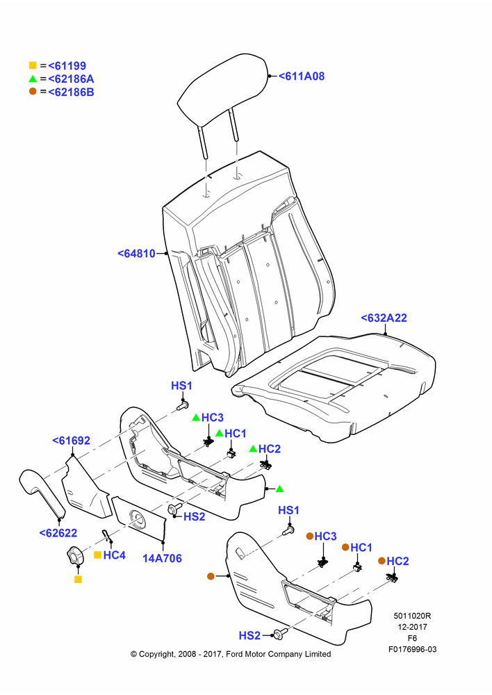 20R - Front Seat Pads/Valances & Heating, With Pass. 2 Way Manual Seat Adjust, Passenger Seat; 18/AUG/2008-23/DEC/2014
