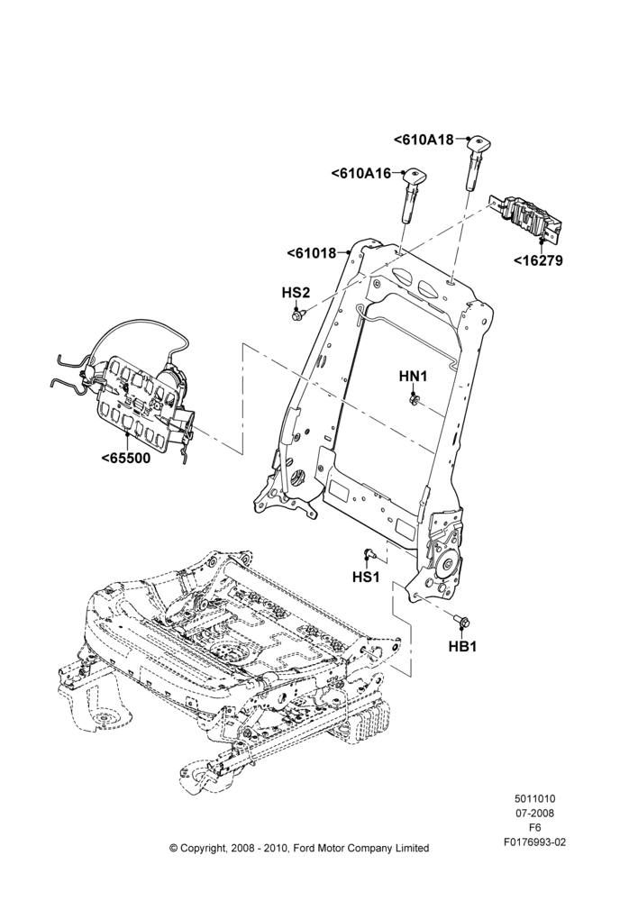 10P - Front Seat Back, With Driver 10 Way Pwr Seat Adjust, Driver Seat; 18/AUG/2008-23/DEC/2014