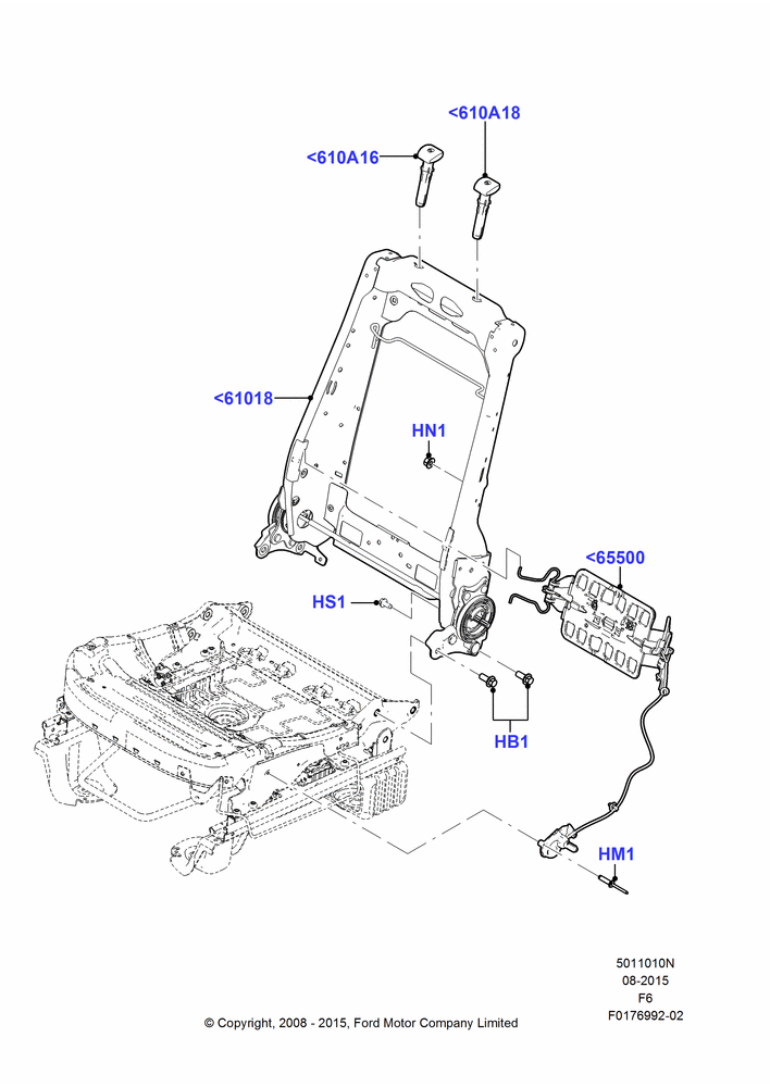 10N - Front Seat Back, With Driver 6 Way Pwr.Seat Adjuster, Driver Seat; 18/AUG/2008-23/DEC/2014