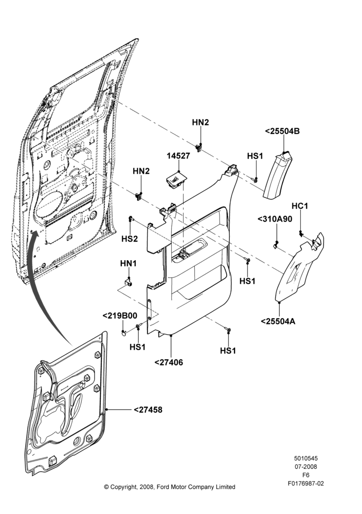 45G - Rear Door Trim Panels, Super Cab, With Electric Rear Quarter Window; 18/AUG/2008-23/DEC/2014
