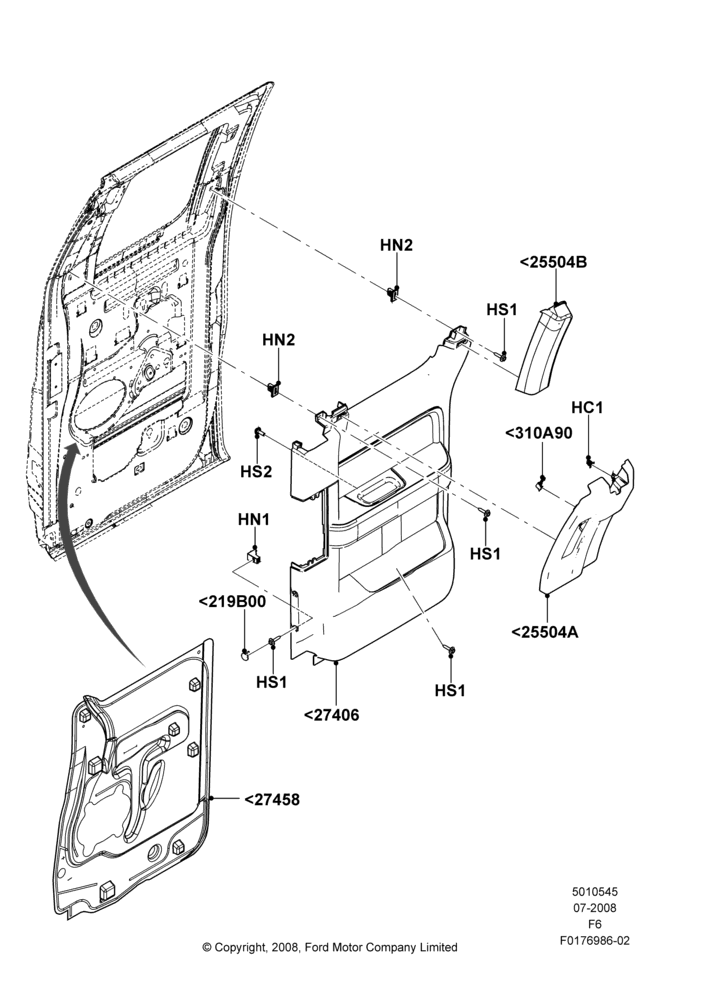 45F - Rear Door Trim Panels, Super Cab, With Fixed Rear Quarter Windows; 18/AUG/2008-23/DEC/2014