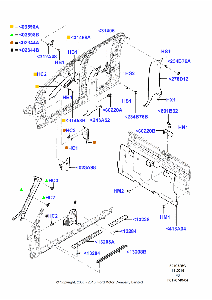 25G - Side Trim, Crew Cab; 18/AUG/2008-23/DEC/2014
