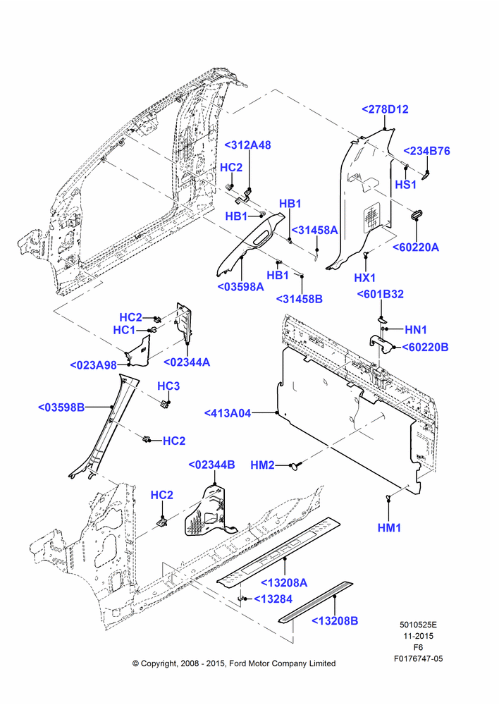 25E - Side Trim, Regular Cab; 18/AUG/2008-23/DEC/2014