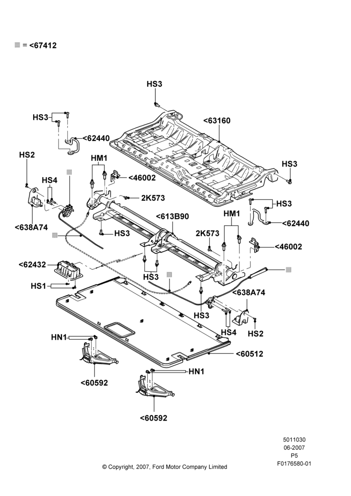 30E - Rear Seat Base, With 3rd Row Full Bench Seat; 18/JUN/2007-15/JUN/2009