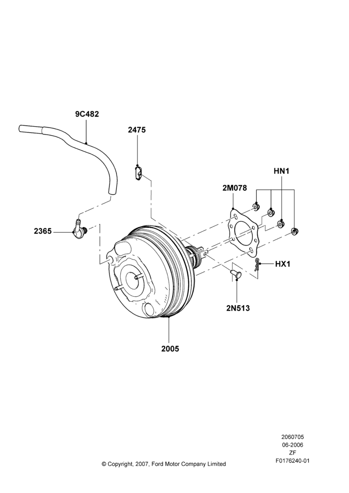 05C - Brake Booster, 5.4L 4V DOHC EFI S/C ALUM V8 G; 06/JUN/2006-22/MAR/2010