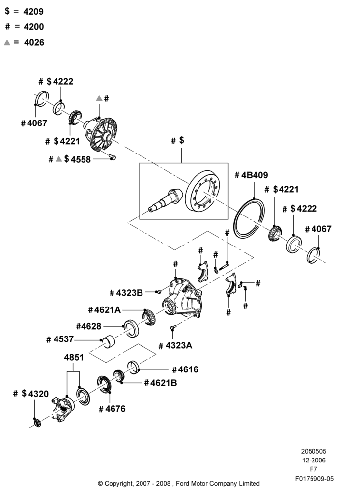 05AB - Components - Rear Axle Diff & Carr., Wide Frame (Pickup), Ford 450 Series; 18/DEC/2006-12/FEB/2010