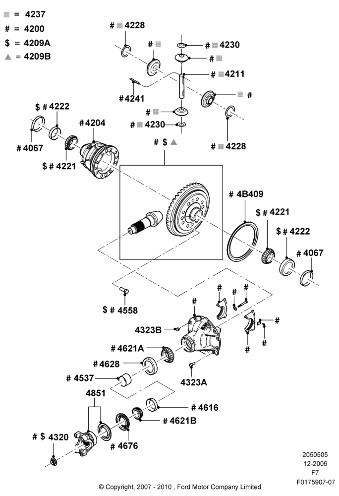 05X - Components - Rear Axle Diff & Carr., Narrow Frame (Chassis Cab), Ford 450 Series, Rear Axle Less Limited Slip Diff; 18/DEC/2006-12/FEB/2010